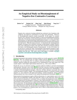 An Empirical Study on Disentanglement of Negative-free Contrastive
  Learning