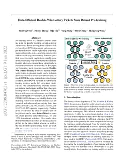 Data-Efficient Double-Win Lottery Tickets from Robust Pre-training