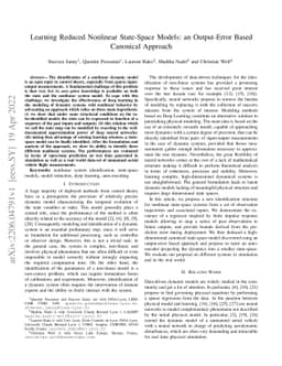 Learning Reduced Nonlinear State-Space Models: an Output-Error Based
  Canonical Approach