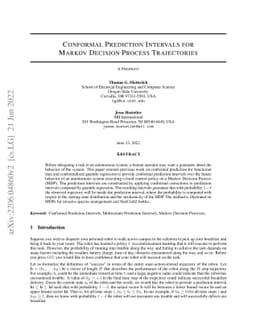 Conformal Prediction Intervals for Markov Decision Process Trajectories