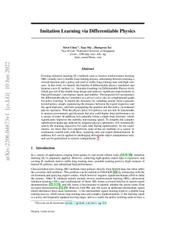 Imitation Learning via Differentiable Physics