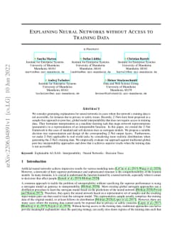 Explaining Neural Networks without Access to Training Data