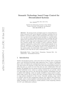 Semantic Technology based Usage Control for Decentralized Systems