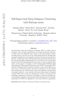 Self-Supervised Deep Subspace Clustering with Entropy-norm