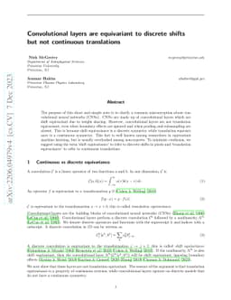 Convolutional layers are equivariant to discrete shifts but not
  continuous translations