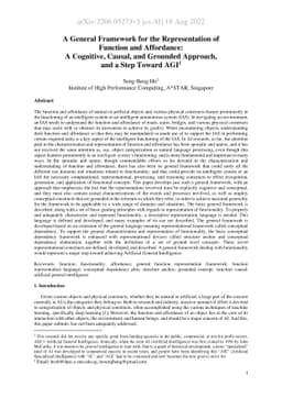 A General Framework for the Representation of Function and Affordance: A
  Cognitive, Causal, and Grounded Approach, and a Step Toward AGI