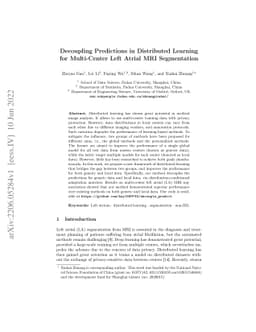 Decoupling Predictions in Distributed Learning for Multi-Center Left
  Atrial MRI Segmentation