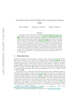 Localized adversarial artifacts for compressed sensing MRI