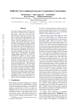 CoSe-Co: Text Conditioned Generative CommonSense Contextualizer