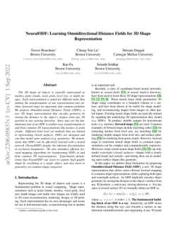 NeuralODF: Learning Omnidirectional Distance Fields for 3D Shape
  Representation