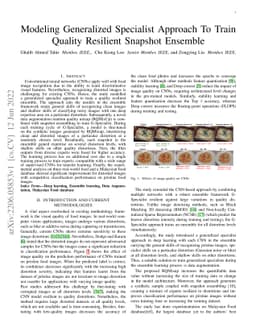 Modeling Generalized Specialist Approach To Train Quality Resilient
  Snapshot Ensemble