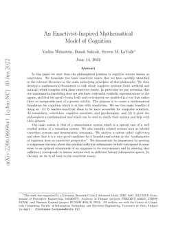 An Enactivist-Inspired Mathematical Model of Cognition