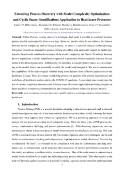 Extending Process Discovery with Model Complexity Optimization and
  Cyclic States Identification: Application to Healthcare Processes