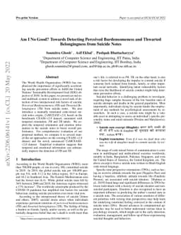 Am I No Good? Towards Detecting Perceived Burdensomeness and Thwarted
  Belongingness from Suicide Notes