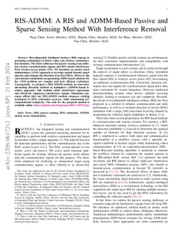 RIS-ADMM: A RIS and ADMM-Based Passive and Sparse Sensing Method With
  Interference Removal