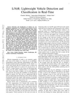 LiVeR: Lightweight Vehicle Detection and Classification in Real-Time