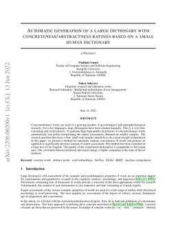 Automatic generation of a large dictionary with
  concreteness/abstractness ratings based on a small human dictionary