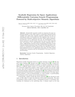 Symbolic Regression for Space Applications: Differentiable Cartesian
  Genetic Programming Powered by Multi-objective Memetic Algorithms