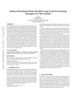 Modern Distributed Data-Parallel Large-Scale Pre-training Strategies For
  NLP models