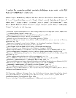 A method for comparing multiple imputation techniques: a case study on
  the U.S. National COVID Cohort Collaborative