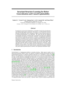 Invariant Structure Learning for Better Generalization and Causal
  Explainability