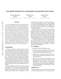 Generalizable Method for Face Anti-Spoofing with Semi-Supervised
  Learning