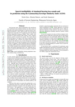 Speech intelligibility of simulated hearing loss sounds and its
  prediction using the Gammachirp Envelope Similarity Index (GESI)