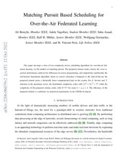 Matching Pursuit Based Scheduling for Over-the-Air Federated Learning