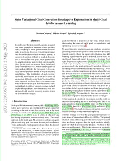 Stein Variational Goal Generation for adaptive Exploration in Multi-Goal
  Reinforcement Learning