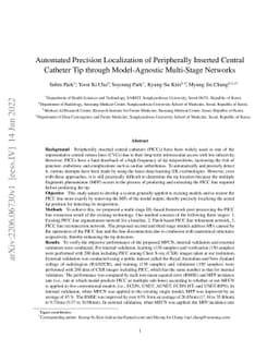 Automated Precision Localization of Peripherally Inserted Central
  Catheter Tip through Model-Agnostic Multi-Stage Networks