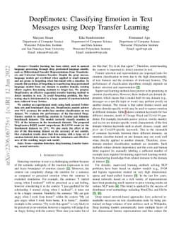 DeepEmotex: Classifying Emotion in Text Messages using Deep Transfer
  Learning