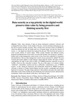Data security as a top priority in the digital world: preserve data
  value by being proactive and thinking security first