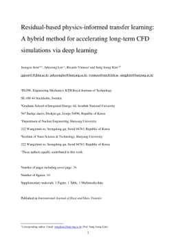Residual-based physics-informed transfer learning: A hybrid method for
  accelerating long-term CFD simulations via deep learning