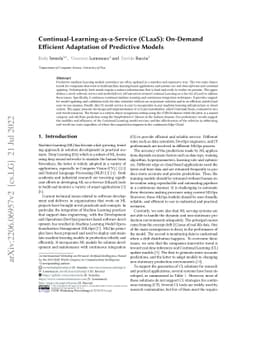 Continual-Learning-as-a-Service (CLaaS): On-Demand Efficient Adaptation
  of Predictive Models