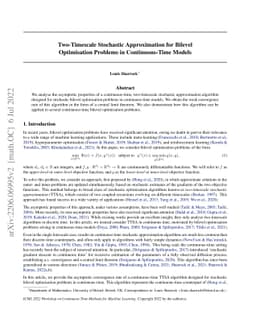 Two-Timescale Stochastic Approximation for Bilevel Optimisation Problems
  in Continuous-Time Models