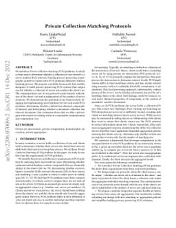 Private Collection Matching Protocols