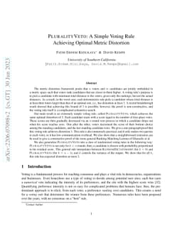 Plurality Veto: A Simple Voting Rule Achieving Optimal Metric Distortion