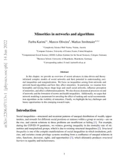 Minorities in networks and algorithms