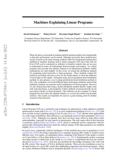 Machines Explaining Linear Programs