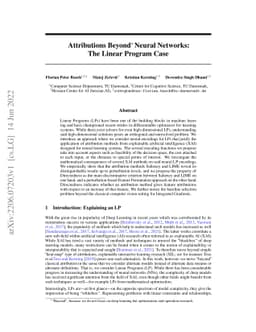 Attributions Beyond Neural Networks: The Linear Program Case