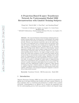 A Projection-Based K-space Transformer Network for Undersampled Radial
  MRI Reconstruction with Limited Training Subjects