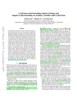 A Gift from Label Smoothing: Robust Training with Adaptive Label
  Smoothing via Auxiliary Classifier under Label Noise