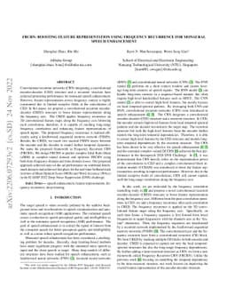 FRCRN: Boosting Feature Representation using Frequency Recurrence for
  Monaural Speech Enhancement