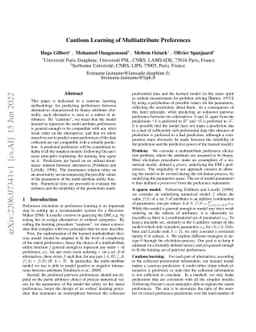 Cautious Learning of Multiattribute Preferences