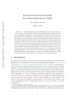 Finite-Sample Guarantees for High-Dimensional DML
