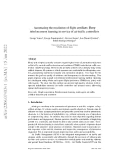 Automating the resolution of flight conflicts: Deep reinforcement
  learning in service of air traffic controllers
