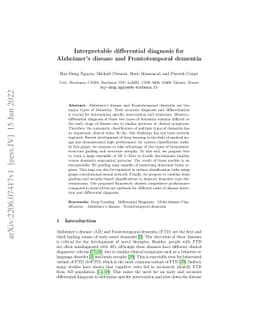 Interpretable differential diagnosis for Alzheimer's disease and
  Frontotemporal dementia