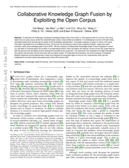 Collaborative Knowledge Graph Fusion by Exploiting the Open Corpus