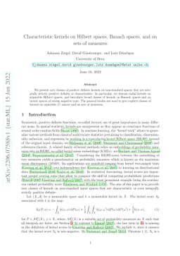 Characteristic kernels on Hilbert spaces, Banach spaces, and on sets of
  measures