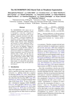 The SIGMORPHON 2022 Shared Task on Morpheme Segmentation